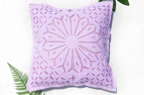 omhandmade 手工刺繡抱枕套 波希米亞抱枕套 北歐風抱枕套 剪紙風抱枕-粉蕾絲
