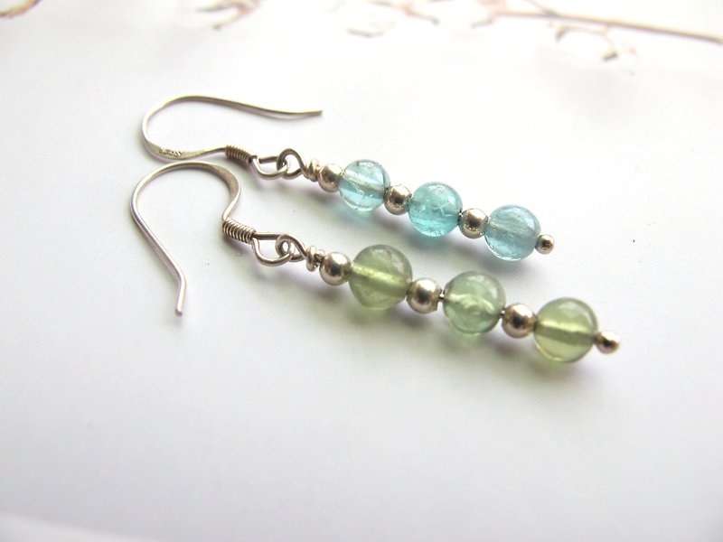 Teal Stone 925 Sterling Silver [Huahuo] Natural Stone Ear Hook Series - Earrings & Clip-ons - Crystal Multicolor