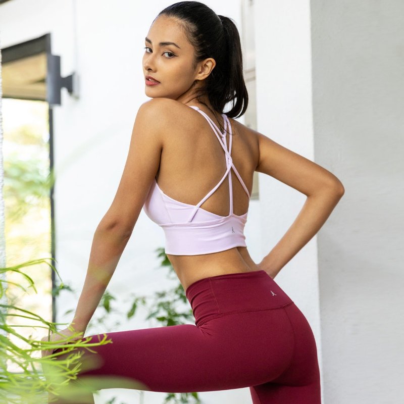 【NAMASTE】Amanda 圓領勾繩五分運動內衣 - 淡紫 - 運動內衣 - 尼龍 紫色