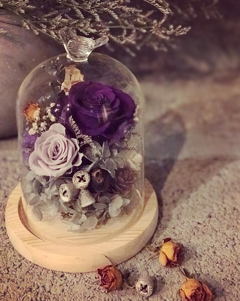 玻璃盅永生花/不凋花/乾燥花/手作花藝/桌花/花束/開幕禮/生日禮/ - 其他 - 其他材質 