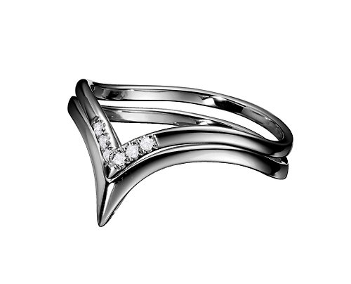 Majade Jewelry Design 14K金訂婚戒指 鑽戒情侶戒指 簡約黑金鑽石戒指 V形黑金閨蜜對戒