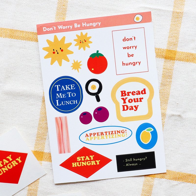 Sticker pad : Don't Worry Be Hungry! - 貼紙 - 紙 粉紅色