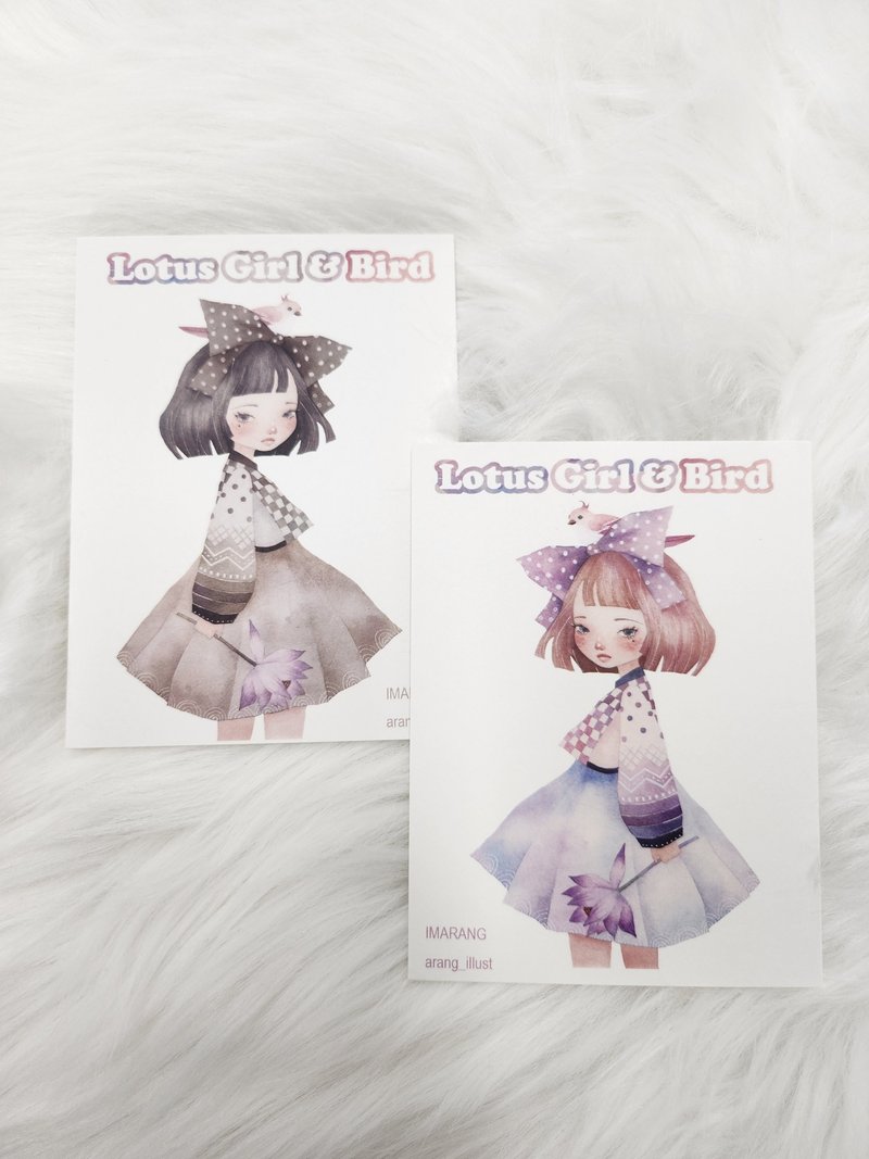 Lotus girl & bird - สติกเกอร์ - กระดาษ 