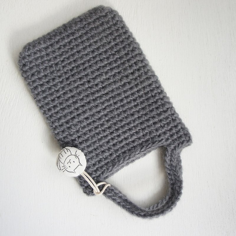 Ba-ba handmade Crochet bag  No.CSB20 - 手提包/手提袋 - 其他材質 灰色