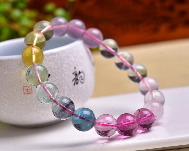 純天然彩瑩石單圈手鏈 珠經9mm左右晶體超潤 誰戴誰美 - 手鍊/手環 - 水晶 