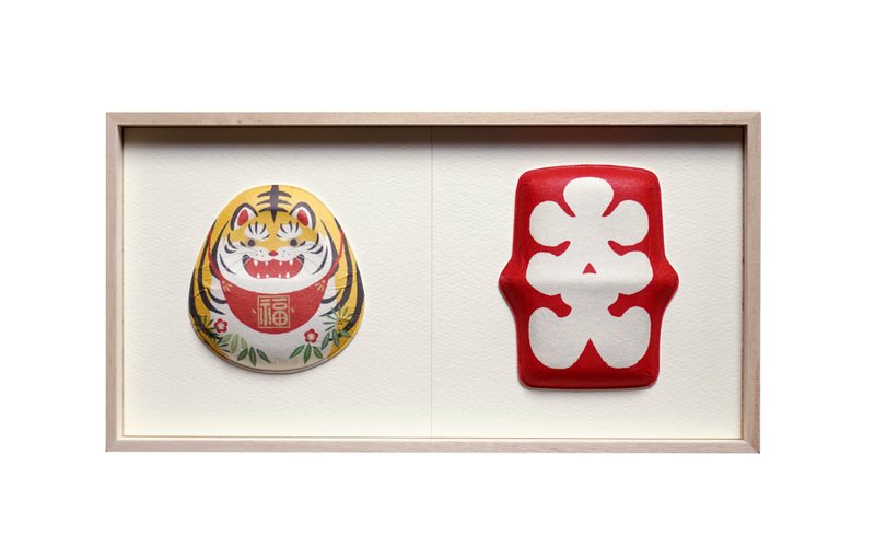 Washi Wall Decoration - Fukura, 2 kinds of Tora Daruma, Oiribukuro - ตกแต่งผนัง - กระดาษ 