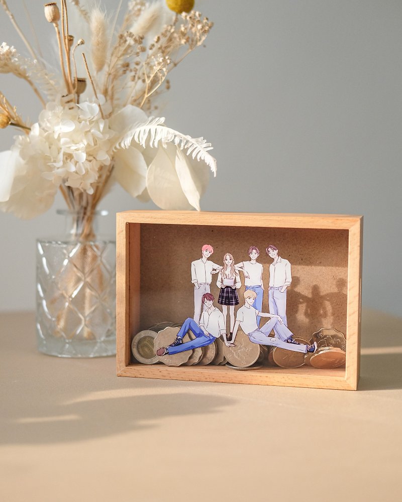 Personalised Wooden Coin Box ⋯Custom Portraits - Picture Frames - Other Materials 