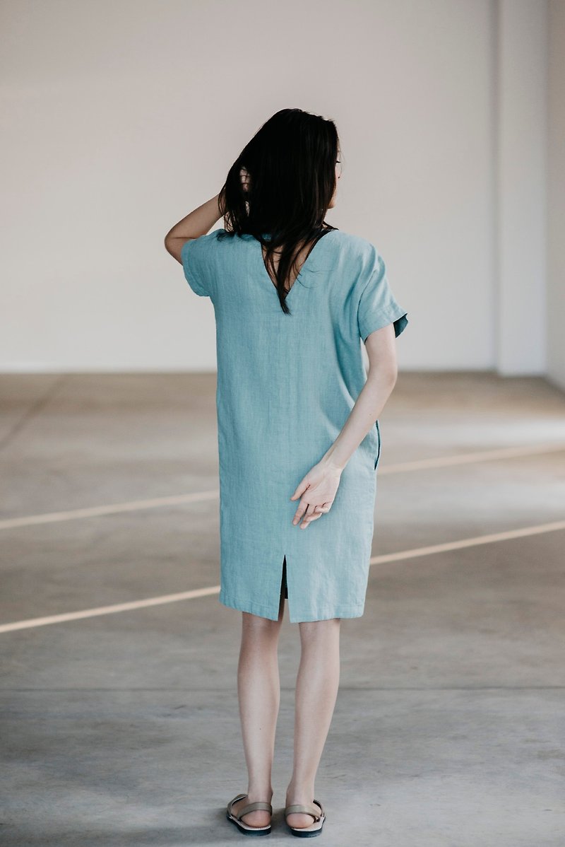 Linen Dress Motumo 15S7 - 連身裙 - 亞麻 多色
