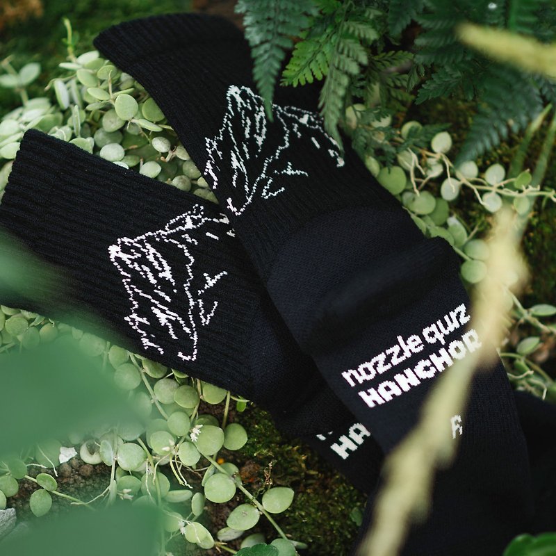Forest trail Hiking Socks- Jade Moutain Black - ถุงเท้า - ขนแกะ สีเขียว