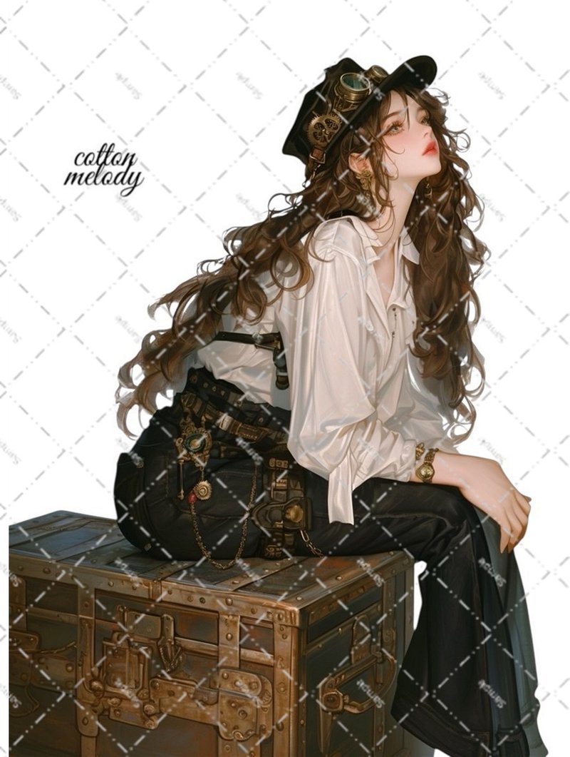 original sticker no.6934 人物ステッカー オリジナルステッカー 人物ステッカー 女の子ステッカー オリジナル人物ステッカー - 貼紙 - 紙 