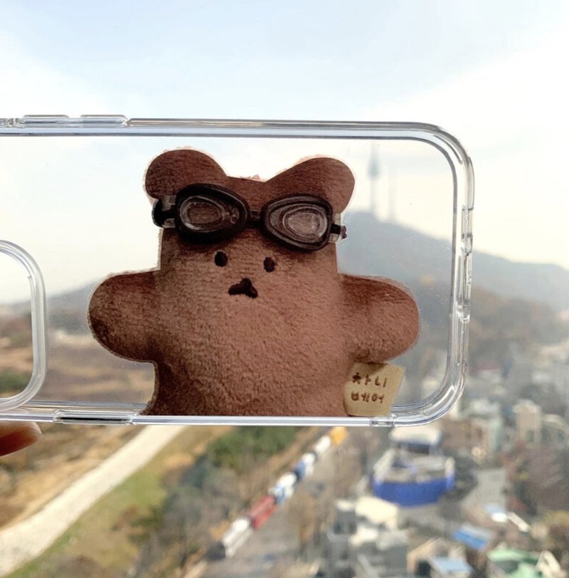 韓國文創 Chanibear Phone case -jellhard, Goggle brownie 舒适的使用和保护 - 手機殼/手機套 - 塑膠 咖啡色