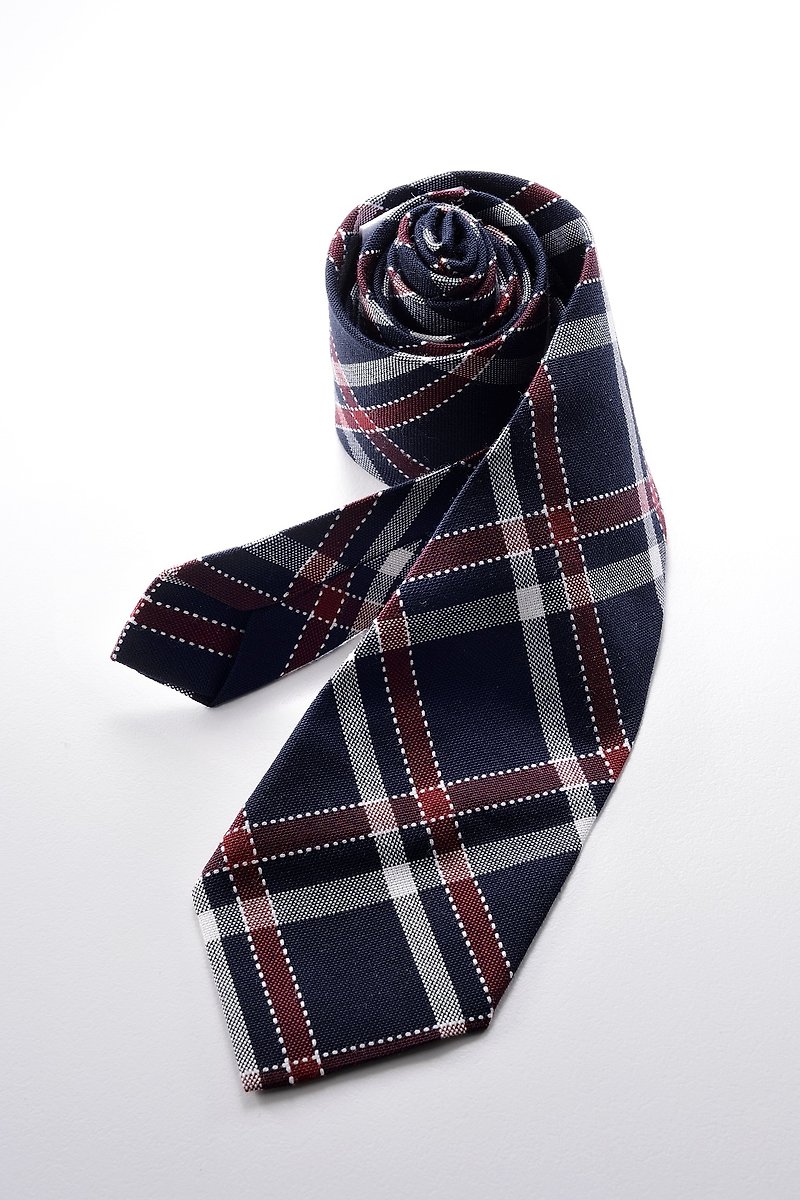 英倫風格紋窄版手打領帶-男女皆宜【ZAZAZOO】 - 領帶/領帶夾 - 棉．麻 多色