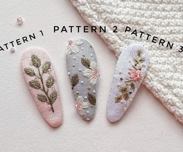 刺繍ヘアクリップ 花ベビーバレッタ 白花クリップ - ショップ
