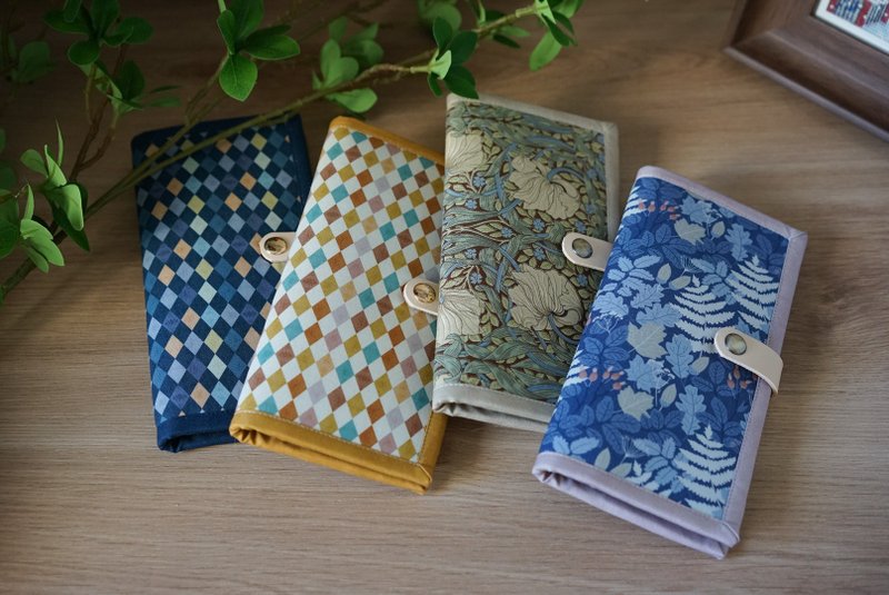 Bi-fold vintage cotton and Linen long wallet. 6 card slot long wallet. - กระเป๋าสตางค์ - ผ้าฝ้าย/ผ้าลินิน 