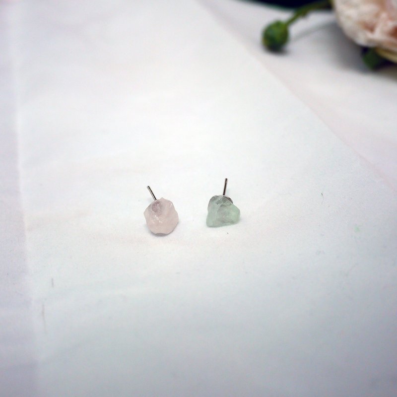 Natural bare stone simple earrings - ต่างหู - หิน หลากหลายสี