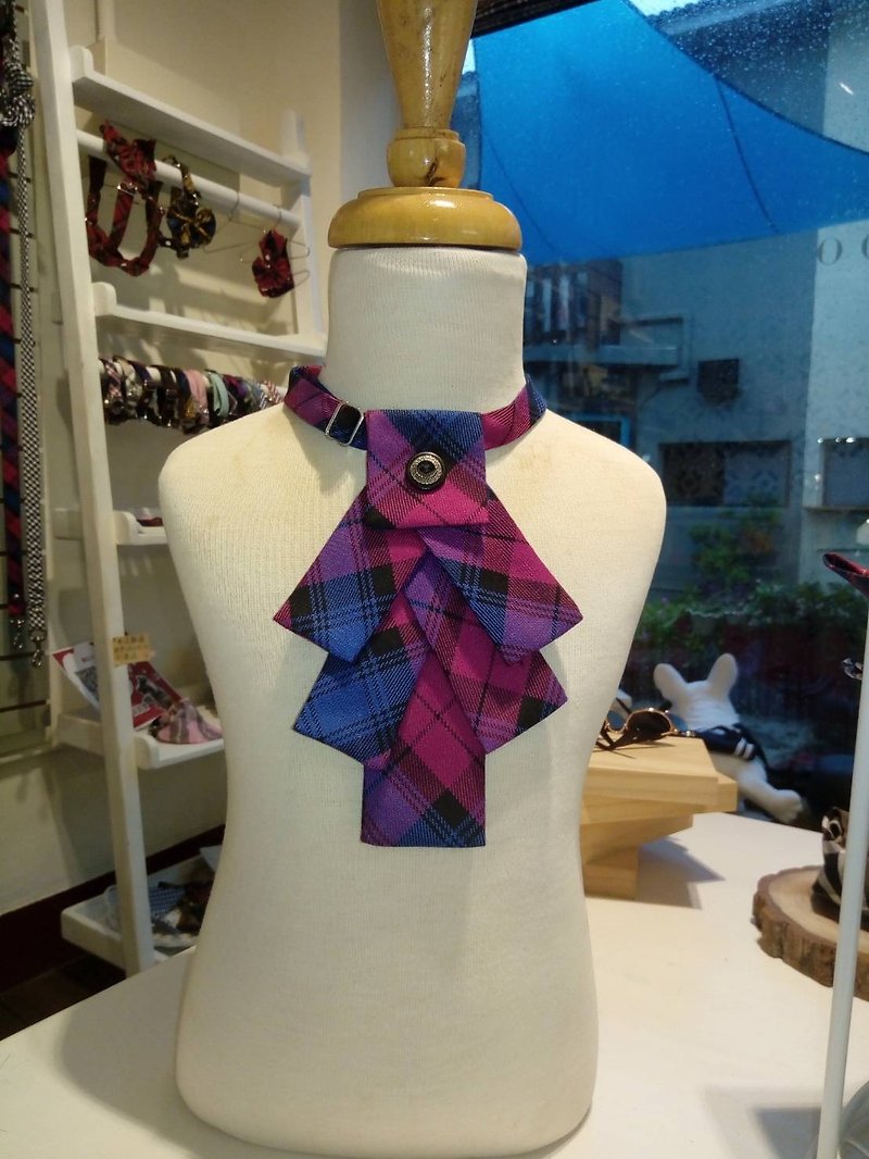 Handmade Adjustable Pre-tied Tartan/Plaid Multi-layered Bowtie【ZAZAZOO】 - Bow Ties & Ascots - Cotton & Hemp Multicolor