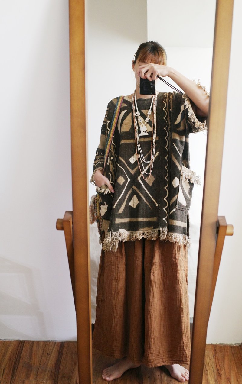 Vintage 非洲手工泥染織布上衣 中性款式 oversize - 其他 - 棉．麻 