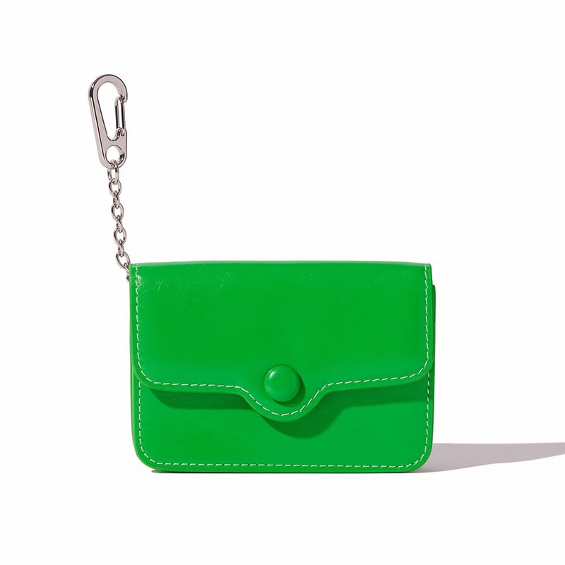 DOT Compact Keyring Card Wallets green - 錢包/皮夾/長短夾 - 真皮 綠色