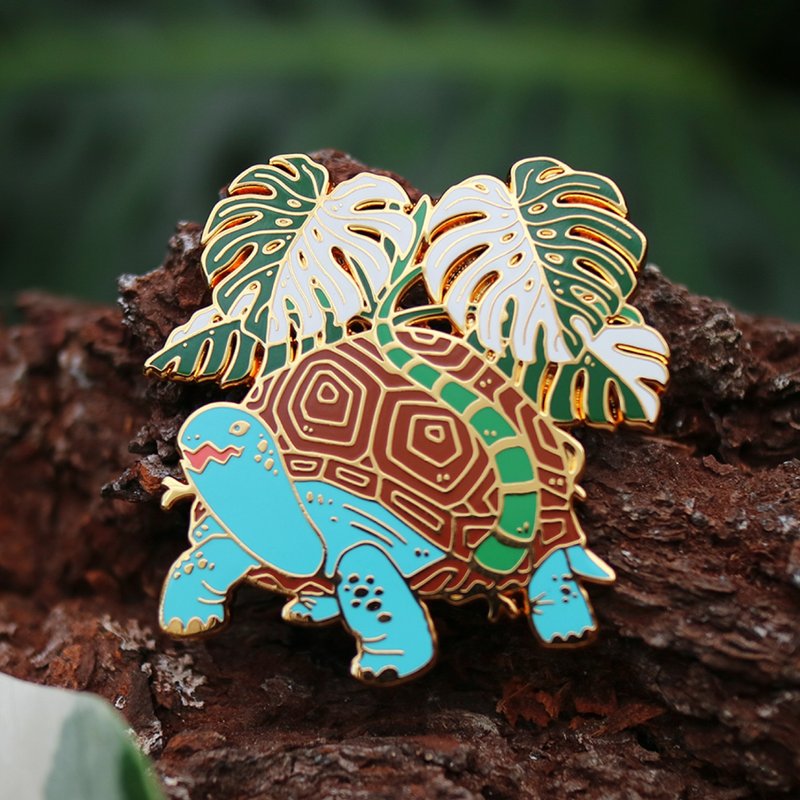 Rare plants - Turtle taro mythical animal badge - Foliage plants - เข็มกลัด/พิน - โลหะ สีเขียว