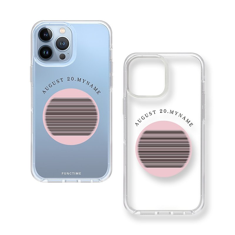 【Functime】客製化發票載具 夕陽無限好 雙層防護透明手機殼-粉 - 手機殼/手機套 - 塑膠 透明