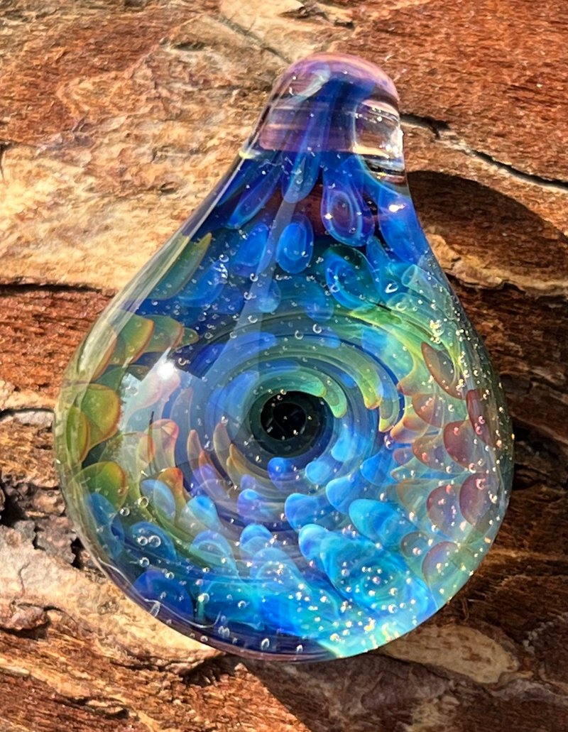 boroccus 實心幾何漸變點硼矽酸鹽玻璃水滴形吊墜 - 項鍊 - 玻璃 多色