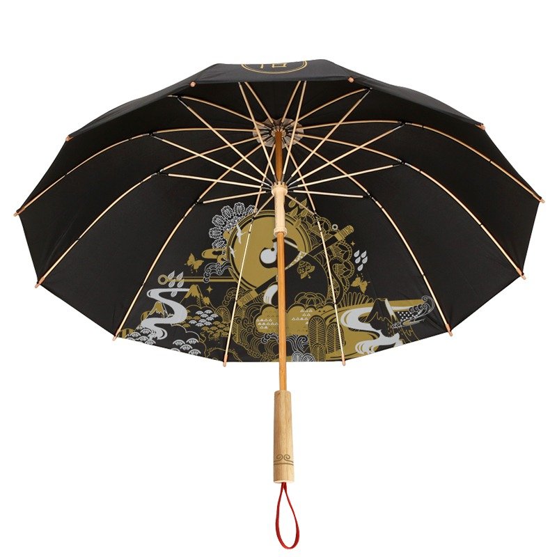 竹語 |猴年纪念款 手工竹製長柄雨傘、紅點IF獎 - 雨傘/雨衣 - 竹 黑色