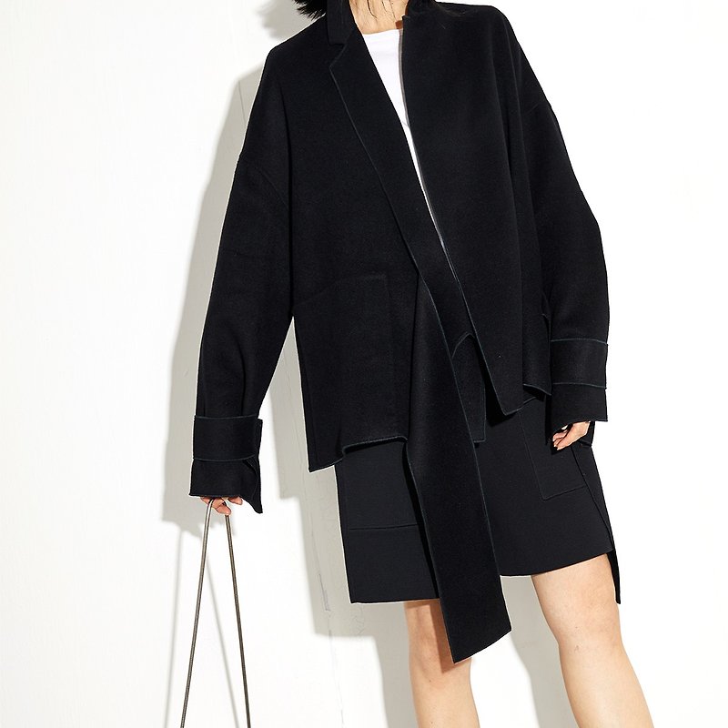GAOGUO Black Wool Suit Coat - Women's Casual & Functional Jackets - Wool Black