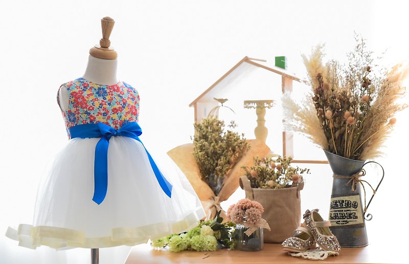Peng Peng flower skirt dress - Other - Cotton & Hemp Blue