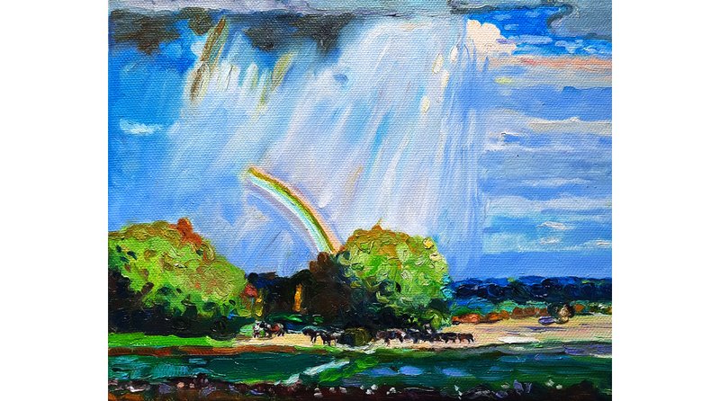 原創畫  Rainboy and Raining  Painting City  Original Art  Oil On Canvas - 壁貼/牆壁裝飾 - 其他材質 藍色