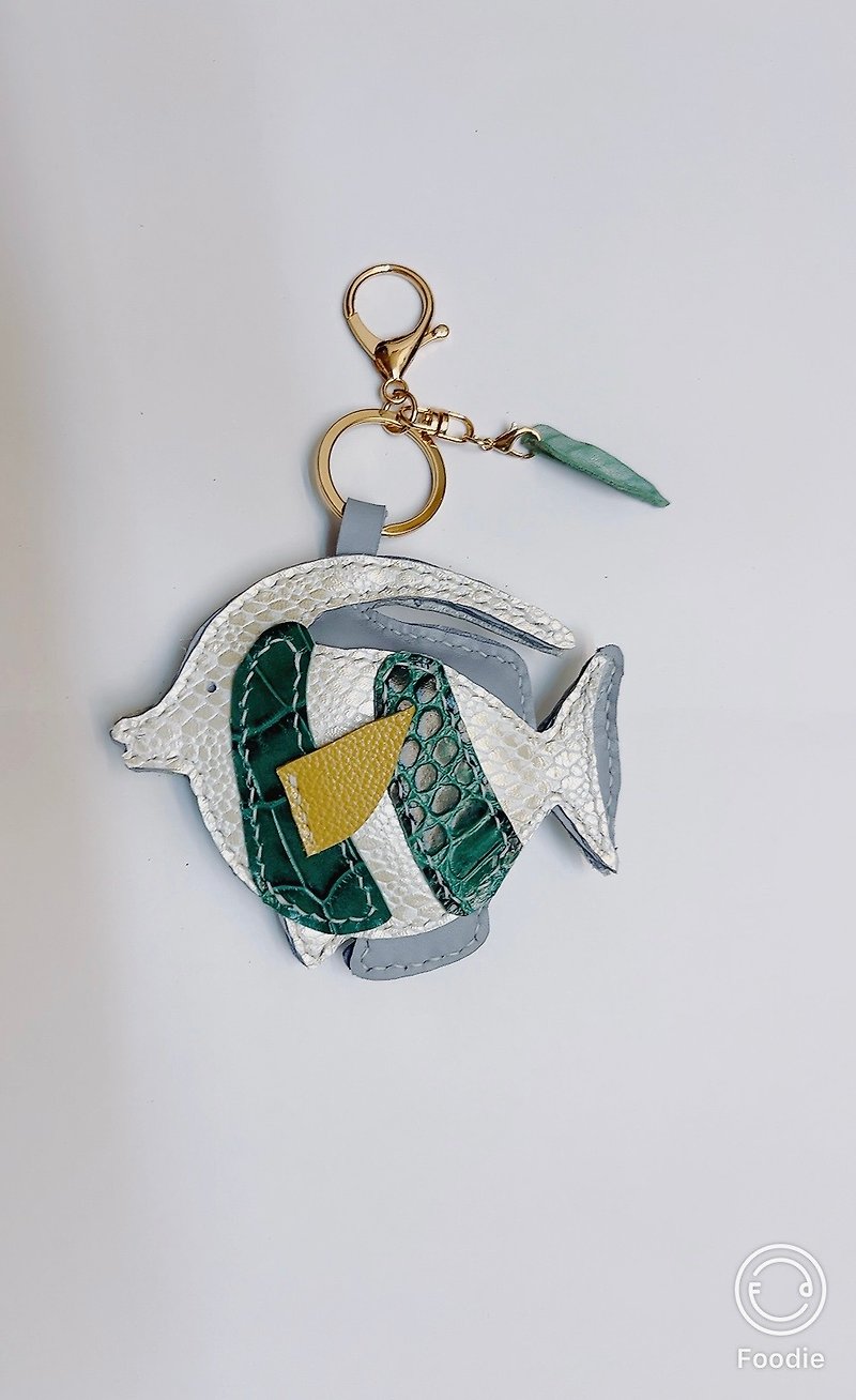 Easy Card/Pendant—Summer Tropical Fish - Charms - Genuine Leather Gold