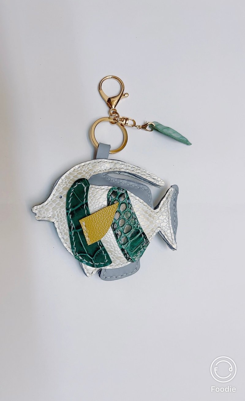 Easy Card/Pendant—Summer Tropical Fish - พวงกุญแจ - หนังแท้ สีทอง