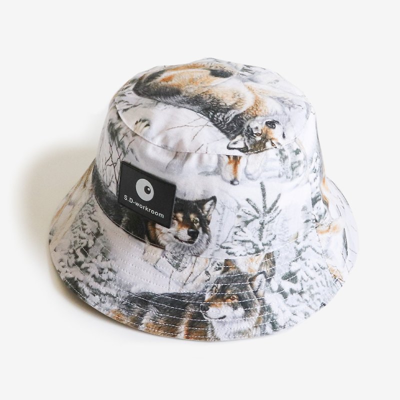 Wolf Beige Double Sided Bucket Hat - Hats & Caps - Cotton & Hemp White