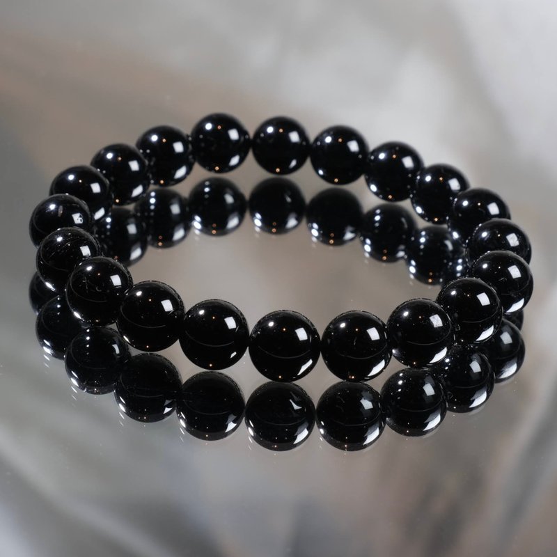 Black Tourmaline Crystal Stone wards off evil spirits, purifies the aura, transforms negative energy, customized gift - Bracelets - Crystal Black