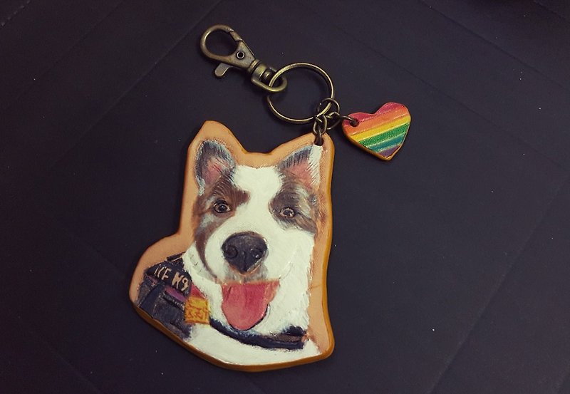 Exclusive custom-made pet bust pure leather key ring-(customized lover, birthday gift) - Keychains - Paper Brown