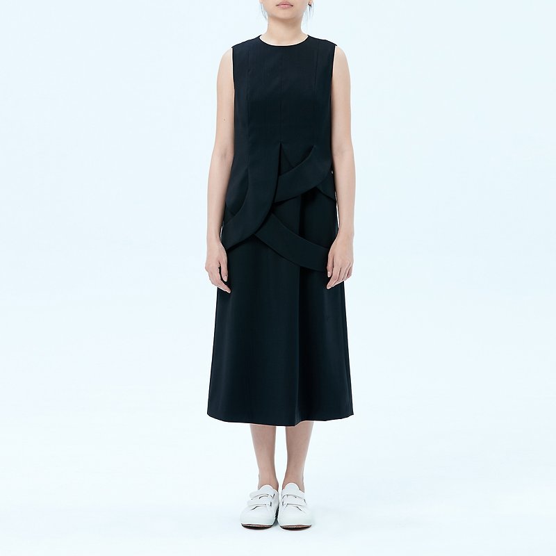 Black Layers Wool Midi Dress - ชุดเดรส - ขนแกะ สีดำ