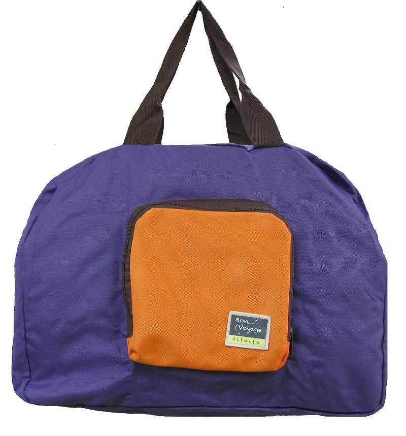 巴黎明信片折疊式手提袋  紫 橙色 - 側背包/斜孭袋 - 聚酯纖維 紫色