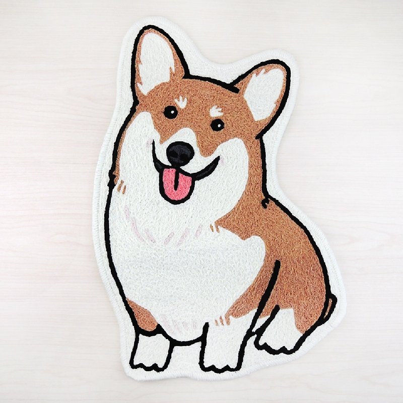 Corgi wool carpet 60x39cm floor mat. Please ask for other sizes separately (also can be customized) - Items for Display - Polyester Brown