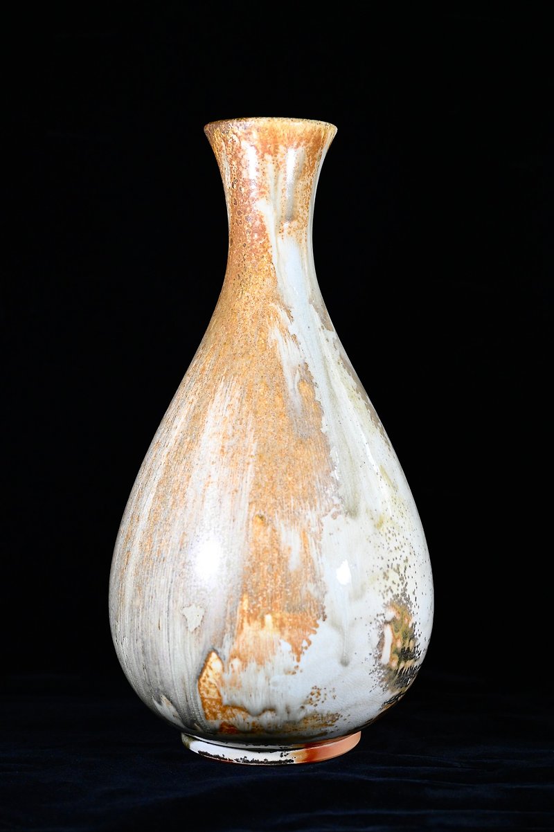 Handmade wood-fired glazed flower vessel - bile bottle NT22 - Pottery & Ceramics - Other Materials 