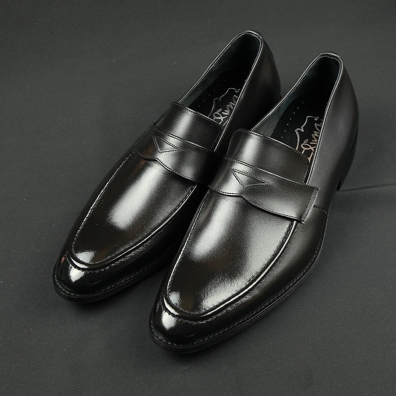 Classic Gentleman Penny Leather Loafers-Monarch Black - Men's Oxford Shoes - Genuine Leather Black