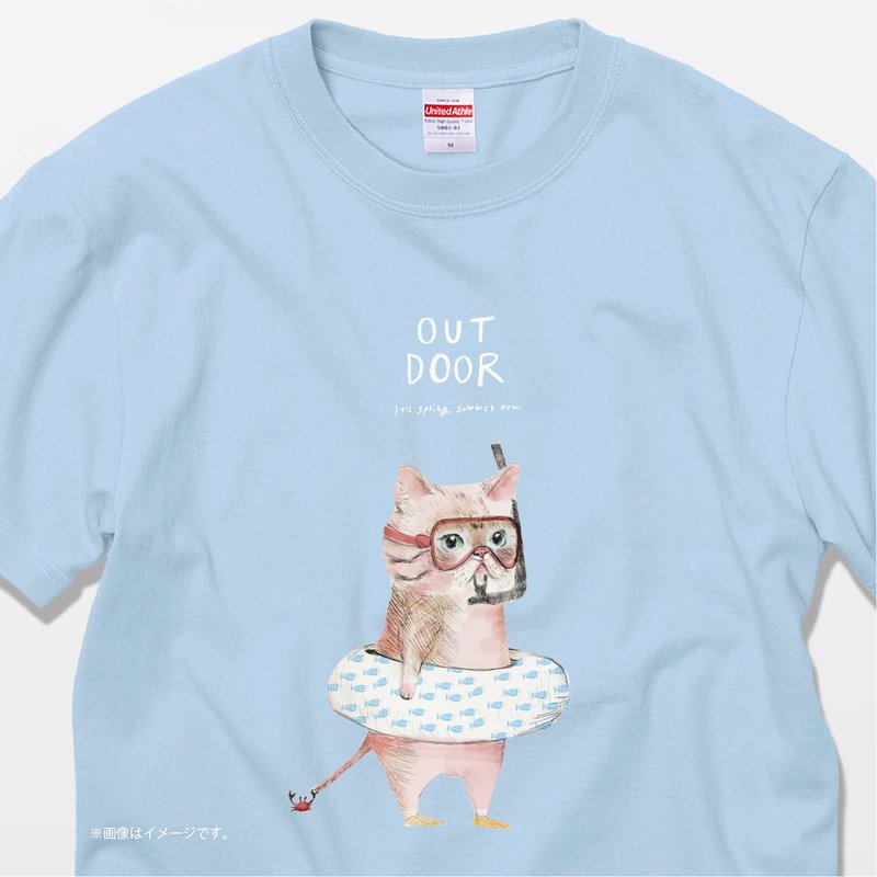 Outdoor_cat /コットンTシャツ - 女 T 恤 - 棉．麻 白色