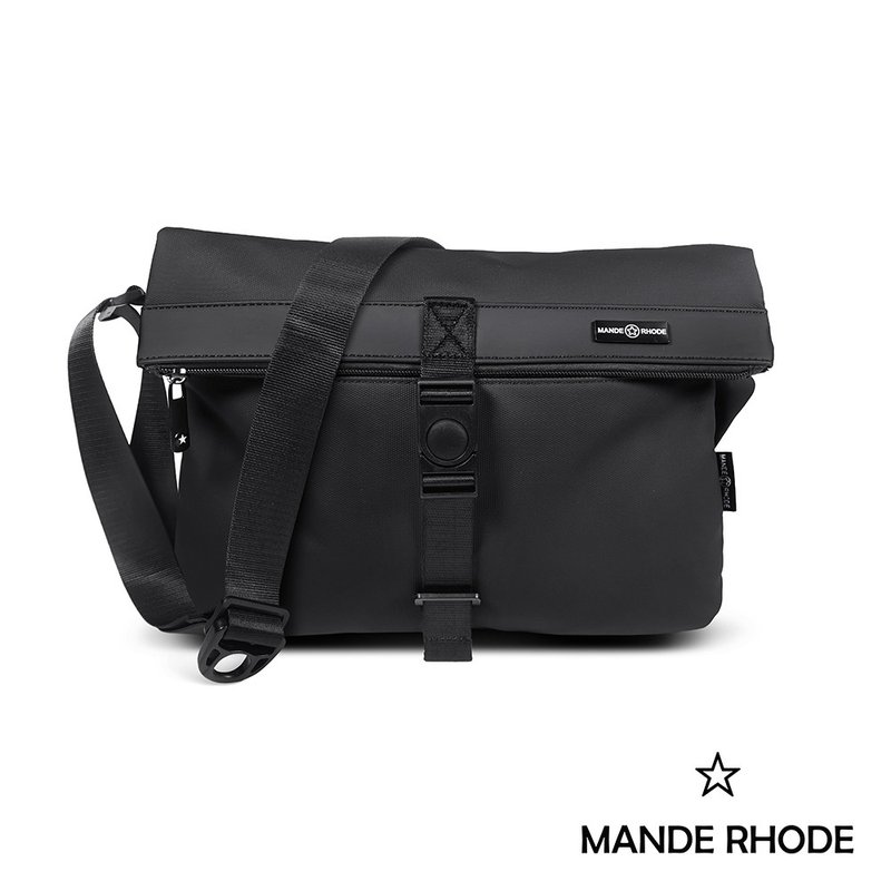 MANDE RHODE -  霧面插扣掀蓋斜背包 - A5888-1K - 側背包/斜背包 - 聚酯纖維 黑色