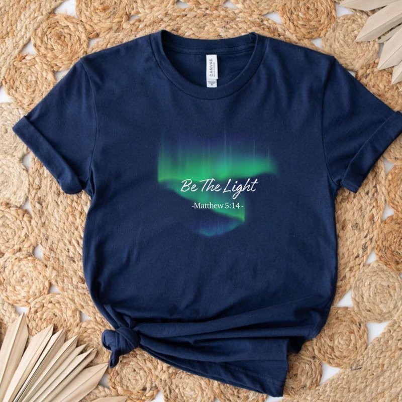 Be The Light Matthew 5:14 Bible Verse Unisex Crop Top - เสื้อยืดผู้หญิง - ผ้าฝ้าย/ผ้าลินิน สีน้ำเงิน