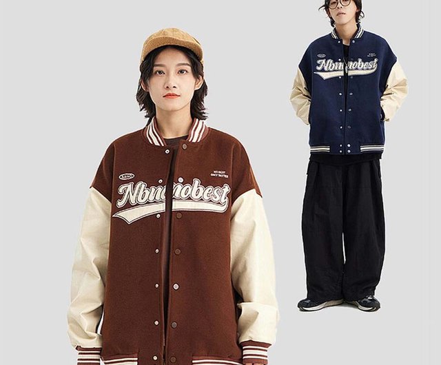 【IONSEOUL】Code Varsity Color Matching Jumper 5JH065 Kolor Beacon Men's Navy Stadium Varsity Blouson Jacket
