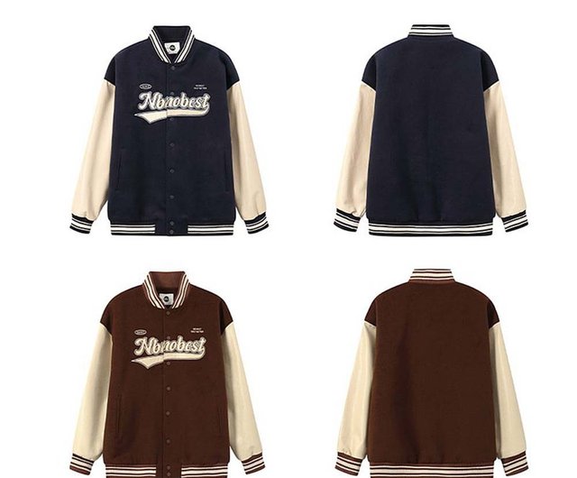 Splice matching color baseball jacket matching jacket - Shop
