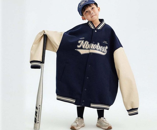 Splice matching color baseball jacket matching jacket - Shop