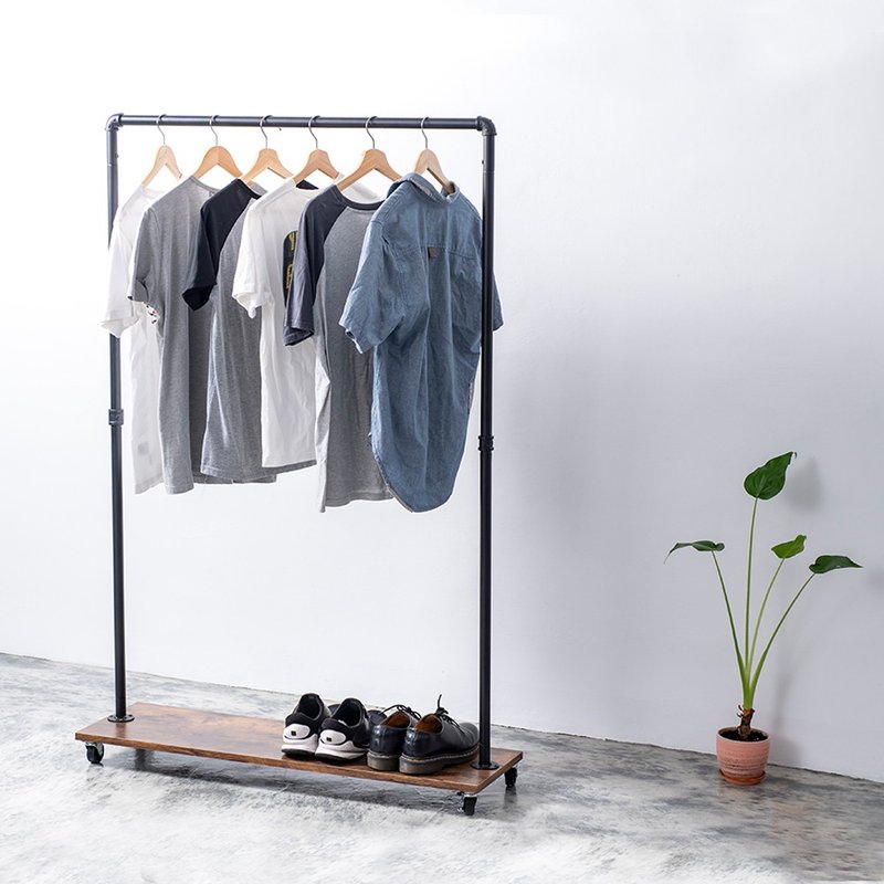 [Bayer Home Furnishing] Industrial Style Wooden Board Clothes Rack - Hangers & Hooks - Other Metals 