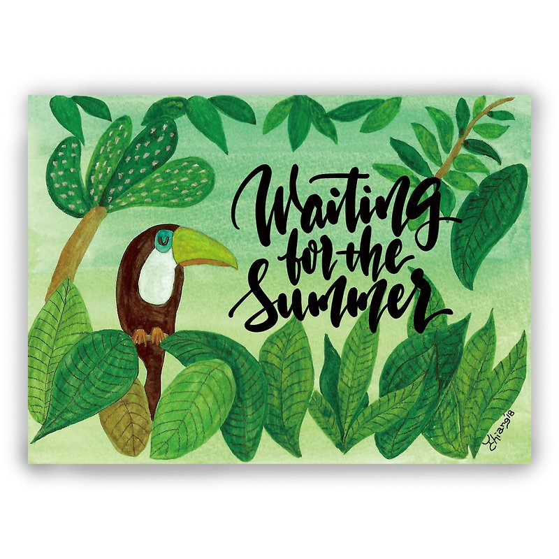 Hand-painted illustration universal card / postcard / card / illustration card - waiting for the summer rain forest toucan - Cards & Postcards - Paper 