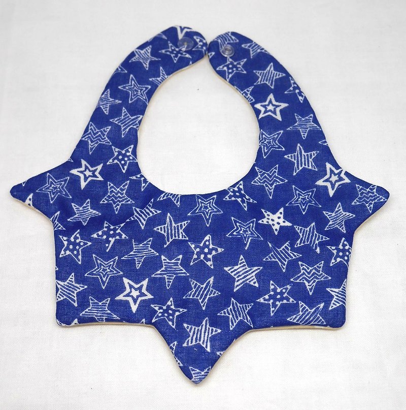 Japanese Handmade 8-layer-gauze Baby Bib - 口水肩/圍兜 - 棉．麻 藍色
