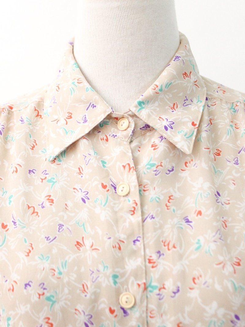 Retro Japanese Made Easy Jacquard Floral Vintage Shirt Japanese Vintage Blouse - เสื้อเชิ้ตผู้หญิง - เส้นใยสังเคราะห์ สีเหลือง
