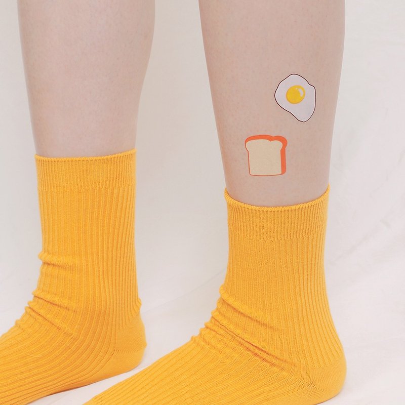 Surprise Tattoos / Toasts with egg Temporary Tattoo - สติ๊กเกอร์แทททู - กระดาษ สีเหลือง